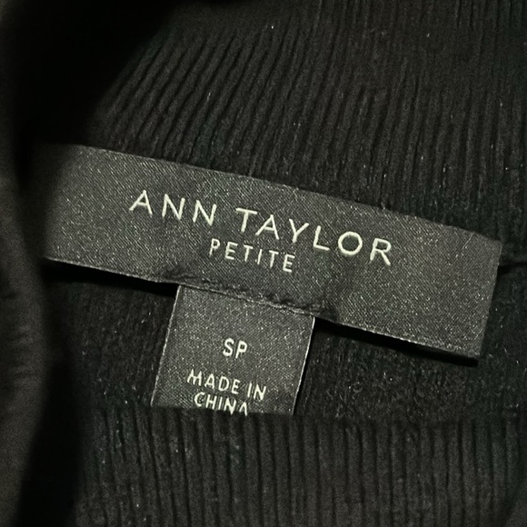 Ann Taylor Black Mock Neck Sweater-Button Detail @ Neck-Sz S Petite-Viscose-EUC - Picture 15 of 16